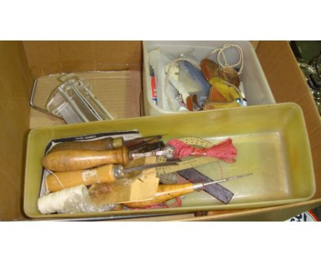 Leather working tools, garden hand tools etc.