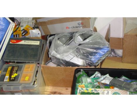 5 x boxes of assorted items including garden ties tools etc.
