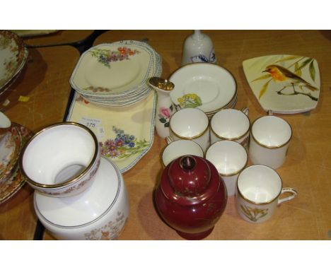 Vintage sandwich set, Royal Worcester floral pattern coffee cans etc.