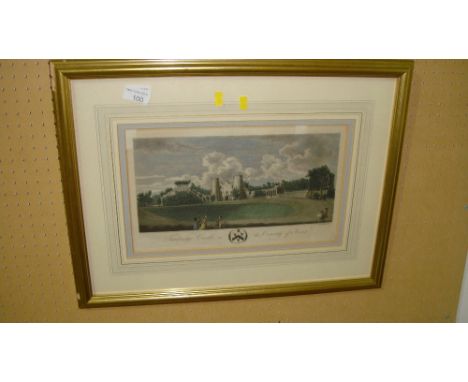 19th century coloured print Tunbridge Castle in the County of Kent by R Godfrey