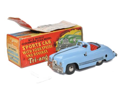 Triang Minic Mechanical issue comprising No. 2 Sports Car. Light Blue. Generally excellent with very little sign of wear in g