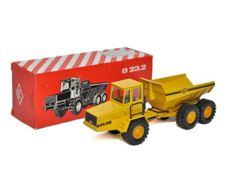 NZG 1/50 diecast model construction issue comprising No.301 O&amp;K D23.2 Articulated Truck. Generally excellent in excellent