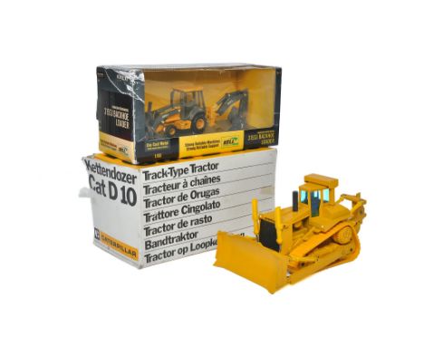 NZG 1/50 diecast model construction issue comprising CAT D10 Dozer plus Ertl Bell Backhoe. Look to be without fault in boxes 