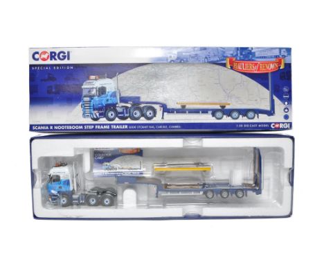 Corgi diecast model truck issue comprising No. CC13745 Scania R Nooteboom Trailer in the livery of Eddie Stobart. Looks to be