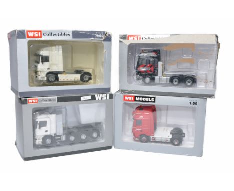 WSI 1/50 diecast model truck issues comprising four tractor units as shown. Look to have been displayed so some minor faults 