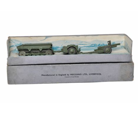 Dinky no. 162 Pre-War 18 Pounder Quick Firing Field Gun Unit comprising Light Dragon Tank, ammo Trailer and Field Gun. Genera