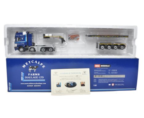 WSI 1/50 diecast model truck issue comprising Scania Low Loader Trailer in the livery of Metcalfe Farms Limited Edition of 20