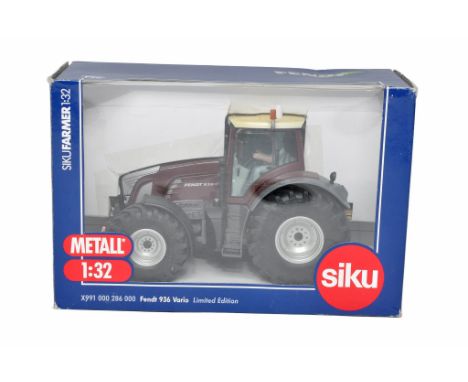 Siku 1/32 diecast farm model issue comprising Fendt 936 Tractor. Limited Edition (Crimson) Colour Variant. Looks to be withou