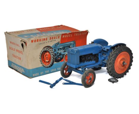 Chad Valley vintage mechanical issue comprising Fordson Major Tractor. Fair only with some damage and in need of repair, in f