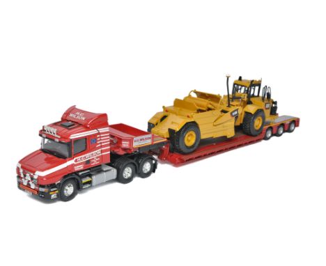 Corgi 1/50 diecast model truck issue comprising Scania T Low Loader with CAT Scraper Load in the livery of H C Wilson. Looks 