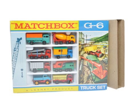 Matchbox Regular wheels no. G6 Truck Set containing 8 vehicles as shown. Set is factory sealed  with wrapper hence contents a