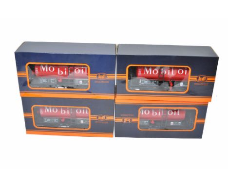 A group of four G Scale Tank Wagons in the livery of Mobil. Look to be without obvious sign of fault in boxes. 