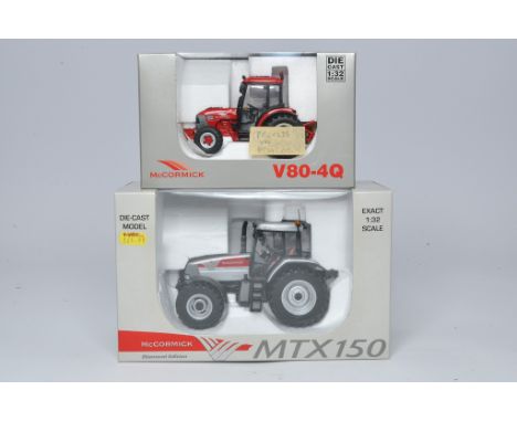 Universal Hobbies 1/32 farm model duo comprising McCormick V80-4Q Tractor plus Limited Edition MTX Diamond Edition. Excellent