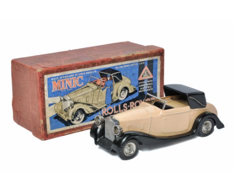 Triang Minic Prewar mechanical issue comprising No. 50ME Rolls Royce Sedanca. Light Tan with black hood. Looks to be generall
