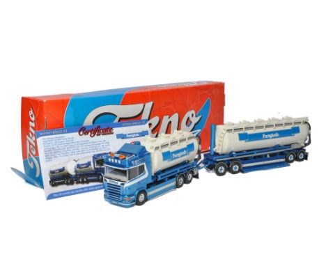 Tekno 1/50 diecast model truck issue comprising Scania Drawbart Bulk Tanker in the livery of Forsgards. Limited Edition of 40