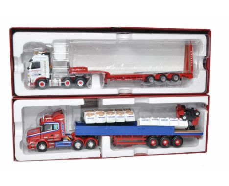 Corgi 1/50 diecast model truck issue comprising No. CC12824 Scania T Flatbed Trailer in the livery of Larkins. Looks to be wi