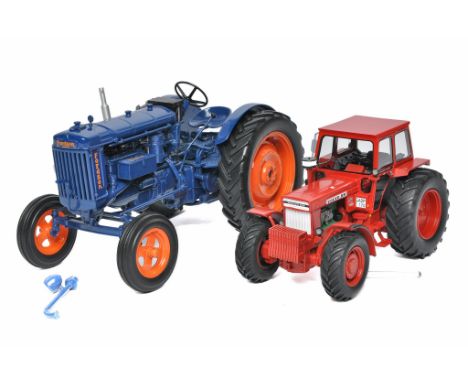 Duo of farm models in need of attention comprising UH 1/16 Fordson Major plus Schuco Resin 1/32 Volvo BM 814 Tractor. 