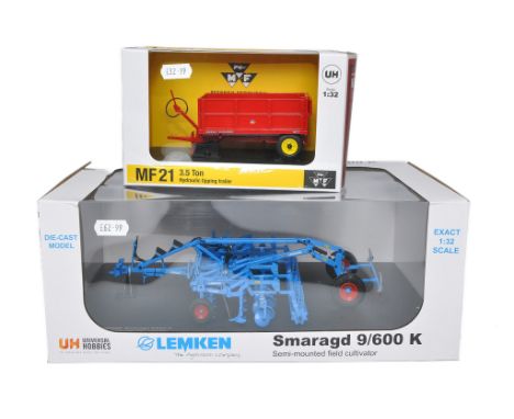 Universal Hobbies 1/32 Farm Model issue comprising Lemken smaragd Cultivator plus MF 21 trailer. Excellent and not previously