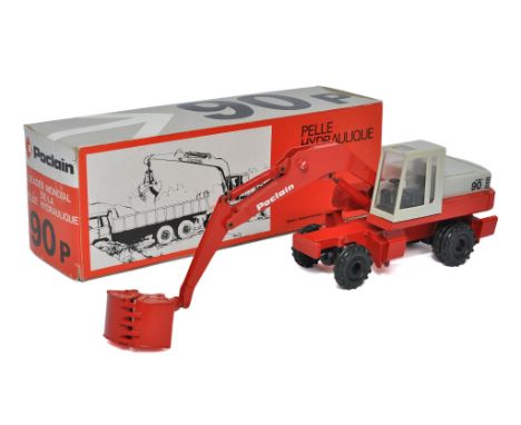 Gescha 1/50 diecast model construction issue comprising Poclain 90P Wheeled Excavator. Generally very good to excellent in ve