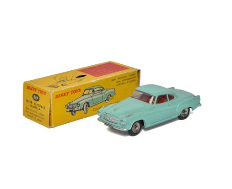 French Dinky No. 549 Borgward Isabella Coupe. Light blue, red interior. Generally excellent with little sign of age related w
