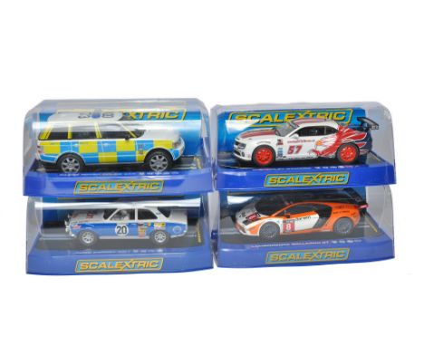 Scalextric slot car issues comprising C2798 Ford Escort Mk 1RS 1800, C3289 Chevrolet 'Camaro' no.57, C3006 Lamborghini Gallar