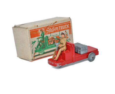 Morestone Mechanical Mule Station Truck with driver figure and item of luggage. Good to very good with some minor age related