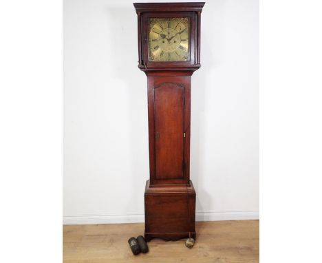 A 19th Century oak Longcase Clock with square brass dial inscribed Collier, Chapell, having subsidiary and date aperture with