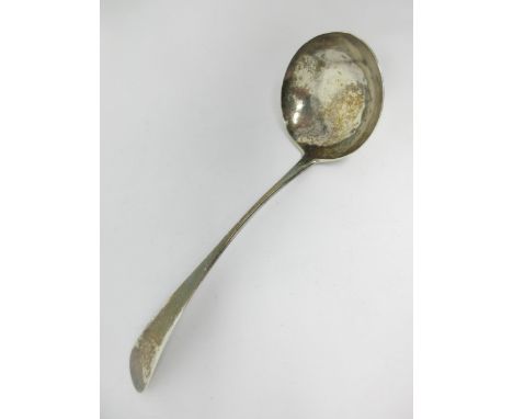 A Georgian Irish silver Sauce Ladle, old English pattern, engraved crest, Cork, circa 1800, maker: Carden Terry Approx 6 1/2 