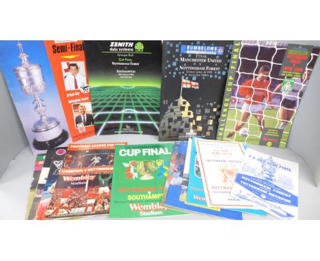 Collection of fifteen football programmes including Nottingham Forest 1967 F.A Cup semi-final versus Tottenham, 1980 cup fina