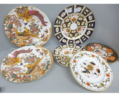 A collection of six Royal Crown Derby plates, three large and three side plates including Imari pattern and Olde Avesbury  **