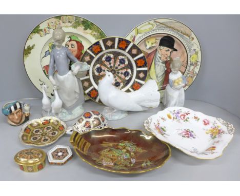 Mixed collection of china to include five pieces of Royal Crown Derby including a small lidded pot and a turtle paperweight w