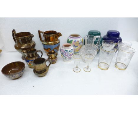 Two boxes of assorted china and glassware including Poole Pottery examples **NOT ELIGIBLE FOR IN HOUSE POSTAGE AND PACKING** 