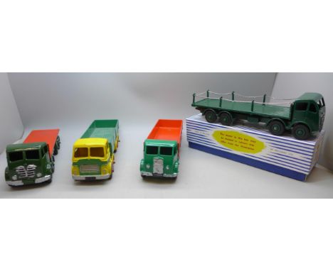 A collection of repainted Dinky Supertoys Foden, and a Leyland Octopus, one with chains in reproduction box