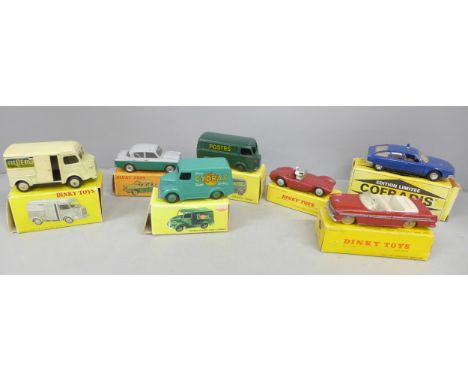 Collection of six boxed Dinky vehicles including Singer Gazelle 168, Chrysler ' New Yorker ' Model 1955, Fourgon Postal 560, 