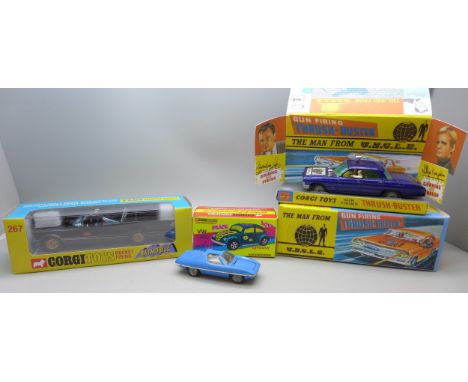 A collection of Corgi vehicles to include The Man from UNCLE Corgi Toys car 497 in reproduction box, together with re-issue B