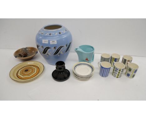 A Pearsons Chesterfield vase, a Wade tortoise dish, a Wade water jug, a match striker, a Poole plate, etc.  **NOT ELIGIBLE FO