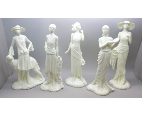 A collection of five Royal Worcester figurines from the 1920 Vogue Collection, Poppy, Daisy, Clara, Millie and Diana  **NOT E