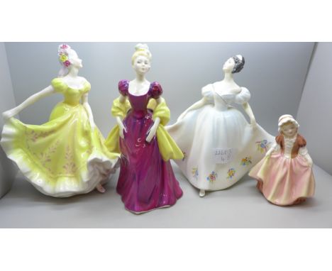A collection of four Royal Doulton figurines, Loretta HN2337, Dinky Do HN2120, Ninette HN2379 and Kate HN2789