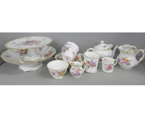A large collection of Royal Crown Derby 'Derby Posies' tea and dinner ware, etc., small teapot, two teacups, three coffee cup