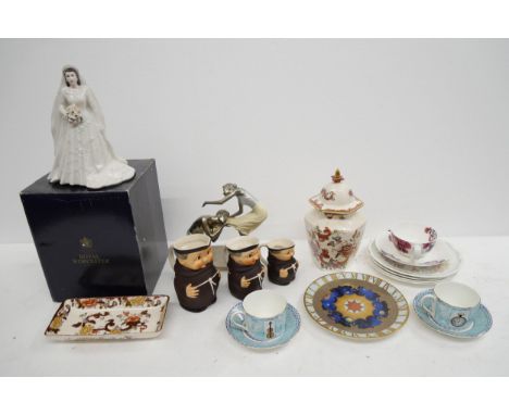 Assorted mix of china and ceramics including two Wedgwood Millennium cups and saucers with display plate, Mason's Red Mandala
