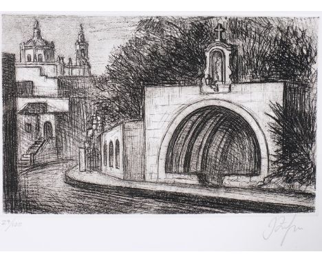 Justin Falzon (Maltese), etching of L-Ghajn L-Kbira, Fontana Gozo Malta, 2012, no. 29 of 100, signed in pencil, 25cm x 16cm, 
