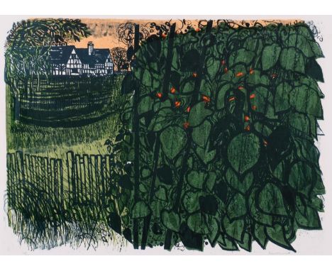 Robert Tavener (1920 - 2004), country house and beans, limited edition lithograph, no. 58 of 60, signed in pencil, sheet 64cm