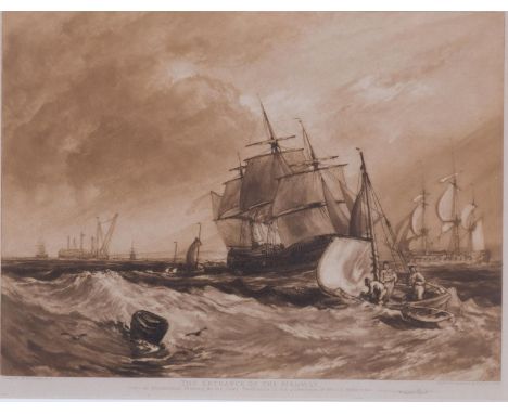 Frank Short (1857 - 1945), the entrance of The Medway, etching, 29cm x 22.5cm, framedGood condition
