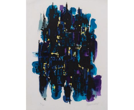 Alfred Manessier, "L'enfant dans la cite", 1978 limited lithograph print, no. 4 of 30, on honsho paper, signed in pencil, 38c