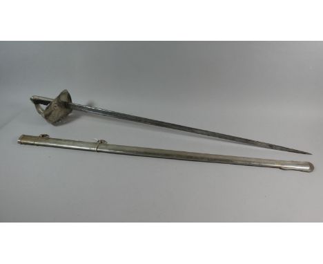 A Victorian 1897 Pattern Sword with VR Cipher to Pierced Guard, Wire and Shagreen Grip and Steel Scabbard, Engraved Blade Sta