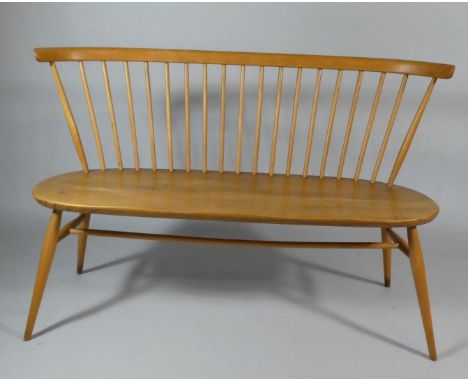 Vintage Ercol Elm and Beech Wood Love Seat with Spindle Back