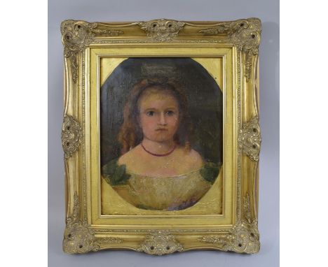 A 19th Century Gilt Framed Oil Portrait of Young Girl Signed Alyse Thornycroft, 1872