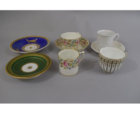 A Collection of 19th Century Teawares to include a Derby Gilt and Hand Painted Coffee Cup, Tea Cup and Saucer, Two Parisian G