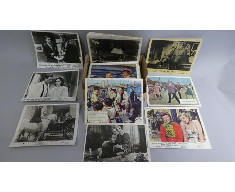 A Box Containing a Large Quantity of Approximately 185 Vintage Cinema Lobby Cards, Some Signed.e Signed.