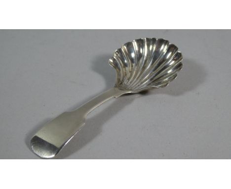 A Silver Caddy Spoon, Birmingham 1846, With Shell Shaped Bowl. 
